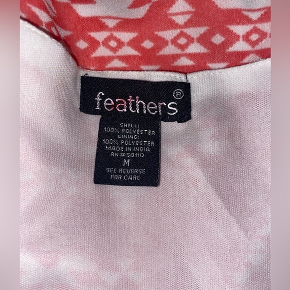 Feathers Midi Coral Dress- Size Medium - Picture 4 of 5